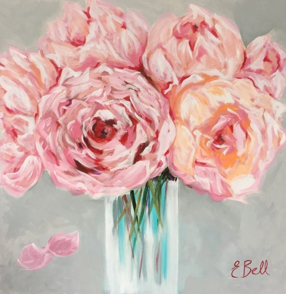 Vase of Peonies painting Emma Bell - Christenberry Collection