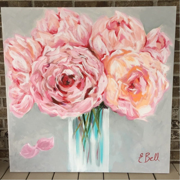 Vase of Peonies painting Emma Bell - Christenberry Collection
