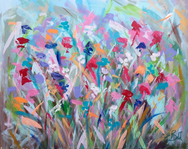 Bright Floral Abstract painting Emma Bell - Christenberry Collection
