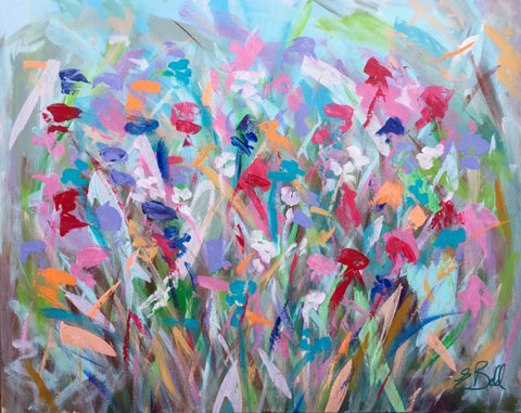 Bright Floral Abstract painting Emma Bell - Christenberry Collection