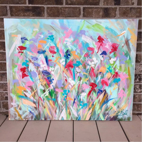 Bright Floral Abstract painting Emma Bell - Christenberry Collection