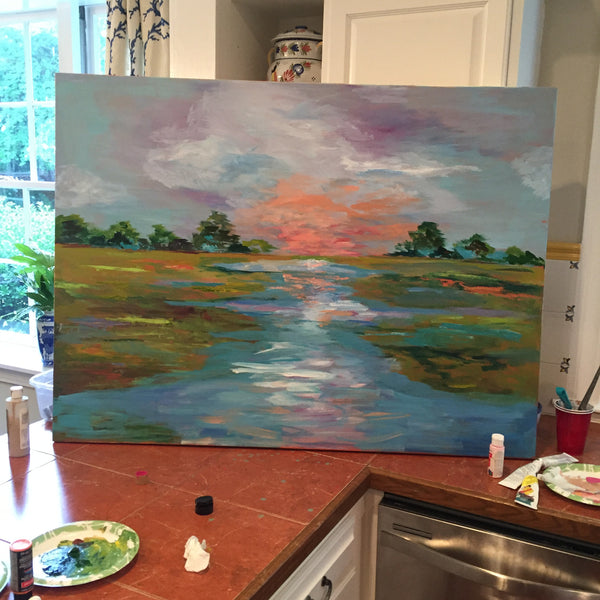 Carolina Coastal Marsh painting Jenny Moss - Christenberry Collection