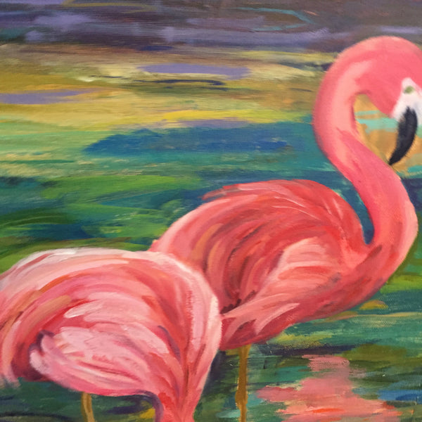 Carolina Coastal Flamingos painting Jenny Moss - Christenberry Collection