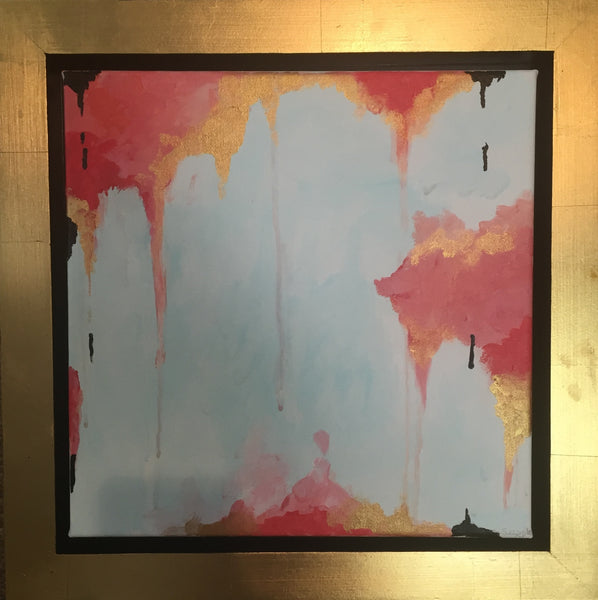 Coral and Gold Abstract painting Jane Marie Edwards - Christenberry Collection