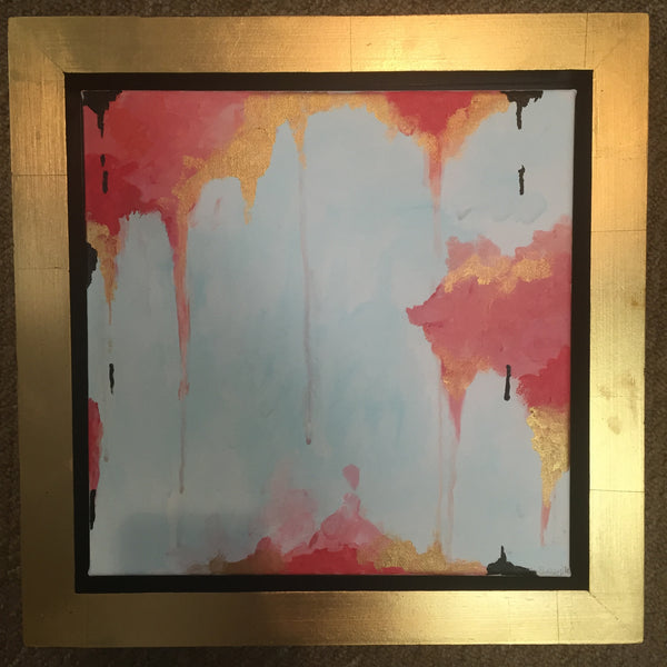 Coral and Gold Abstract painting Jane Marie Edwards - Christenberry Collection