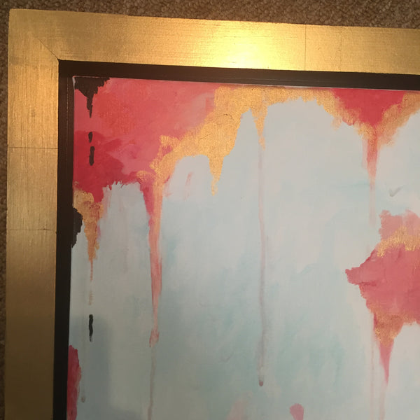 Coral and Gold Abstract painting Jane Marie Edwards - Christenberry Collection