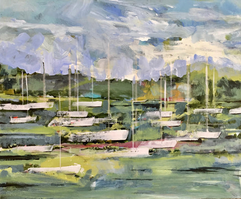Meeting of the Masts painting Molly Wright - Christenberry Collection
