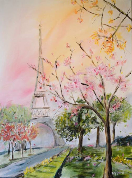 Cherry Blossom Stroll painting Kathy Morawiec - Christenberry Collection