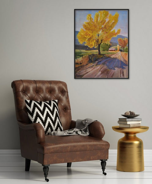 Rural Route 28 in Gold painting Kathy Morawiec - Christenberry Collection