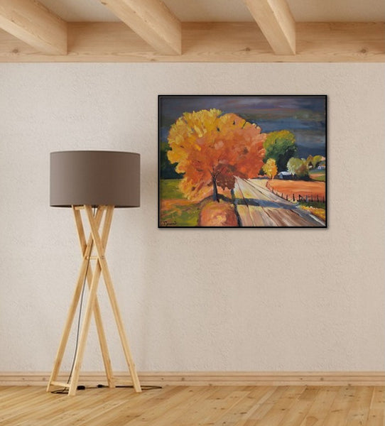 Rural Route 28 in Red painting Kathy Morawiec - Christenberry Collection