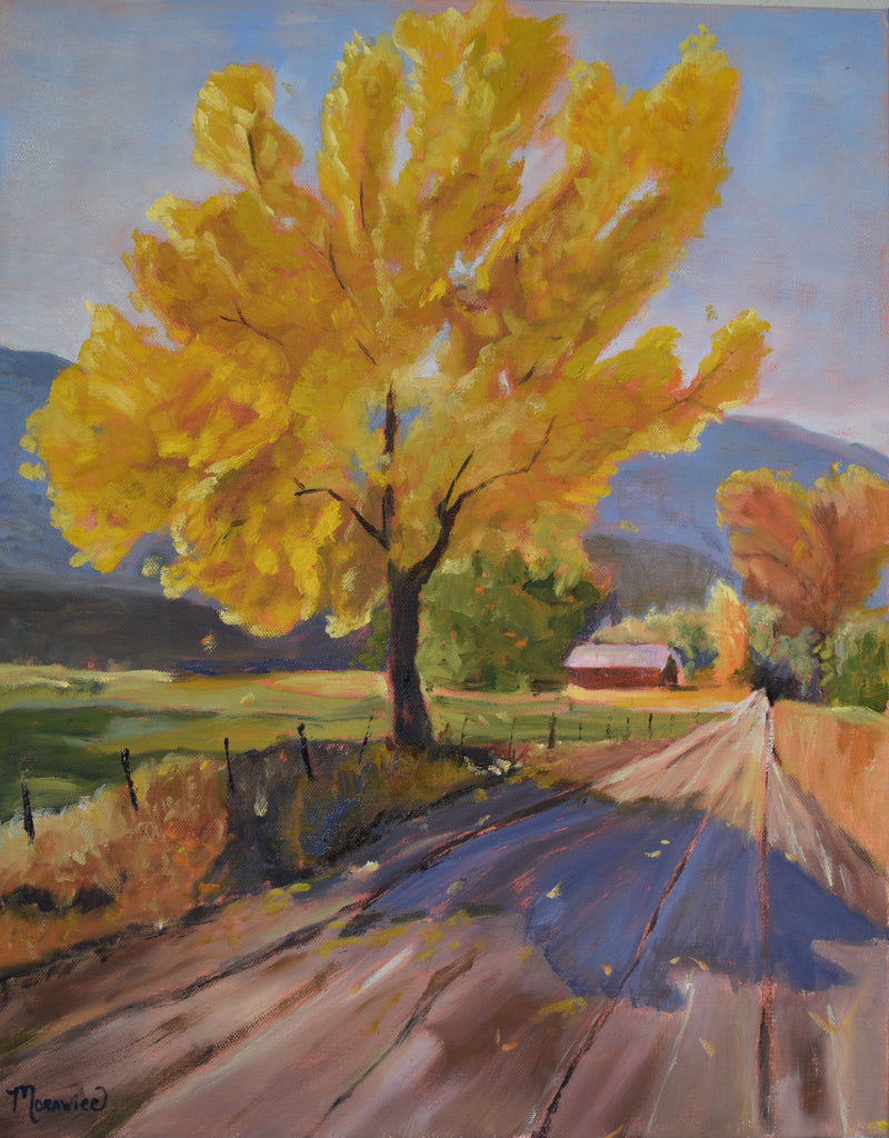 Rural Route 28 in Gold painting Kathy Morawiec - Christenberry Collection
