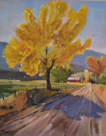 Rural Route 28 in Gold painting Kathy Morawiec - Christenberry Collection
