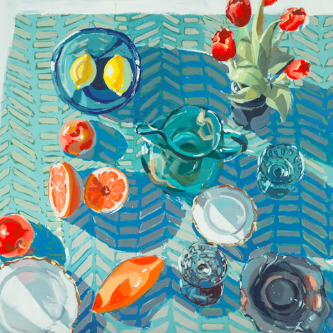 Grapefruit Gathering painting Teil Duncan - Christenberry Collection