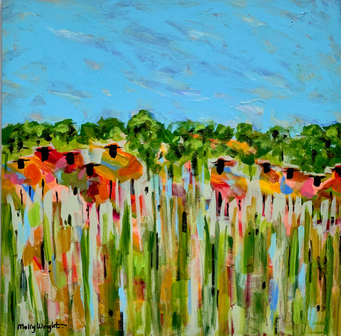 Spring Flock painting Molly Wright - Christenberry Collection