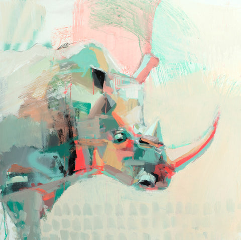 Blushing Rhino painting Teil Duncan - Christenberry Collection