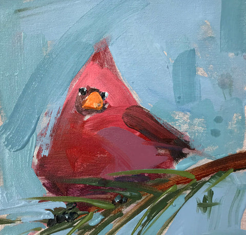 Cardinal No. 235 painting Angela Moulton - Christenberry Collection