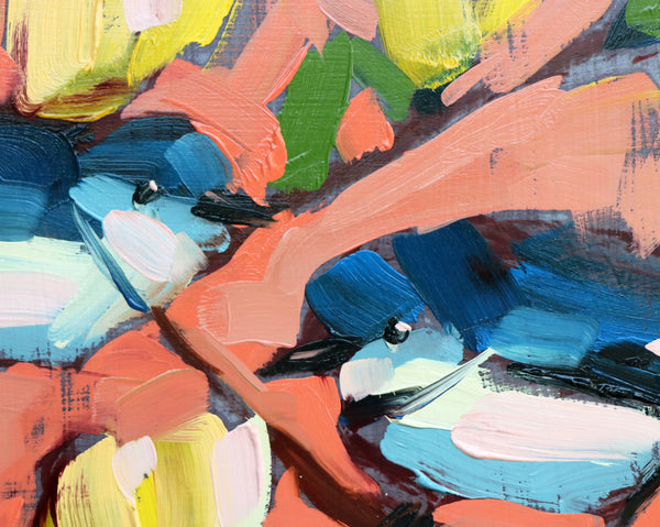 Cerulean Warblers and Magnolias painting Angela Moulton - Christenberry Collection