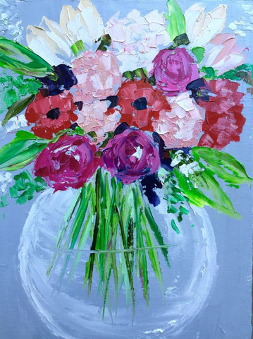 Poppies, Roses, and Tulips painting Emma Bell - Christenberry Collection