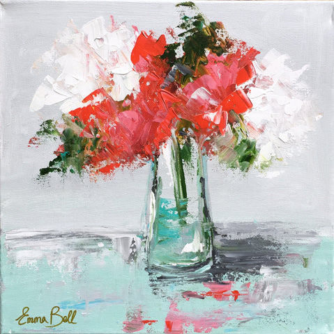 Red Flowers painting Emma Bell - Christenberry Collection