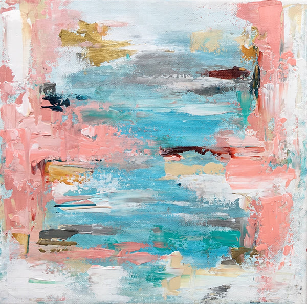 Mini Pink and Blue Seascapes painting Emma Bell - Christenberry Collection