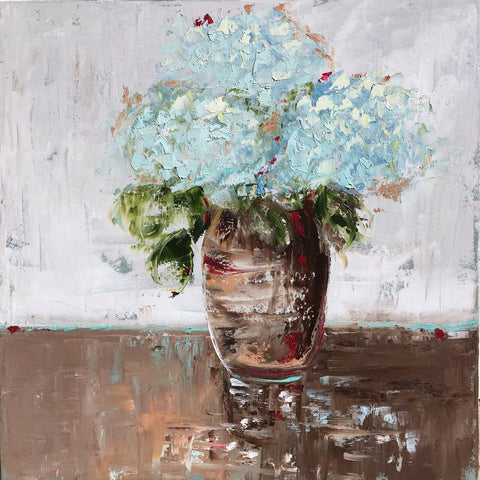 Delicate Blue Hydrangeas painting Emma Bell - Christenberry Collection