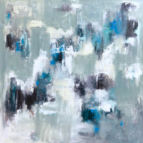 Aqua Blue Haze painting Emma Bell - Christenberry Collection