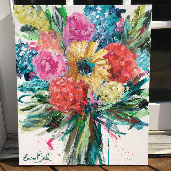 Bright Floral Frenzy painting Emma Bell - Christenberry Collection