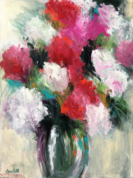 Red and White Flowers painting Emma Bell - Christenberry Collection