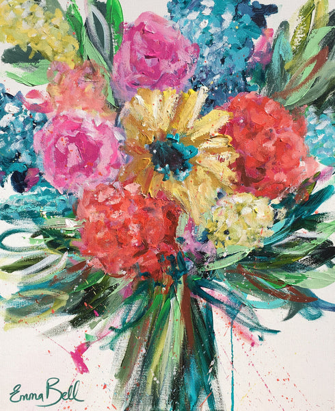Bright Floral Frenzy painting Emma Bell - Christenberry Collection