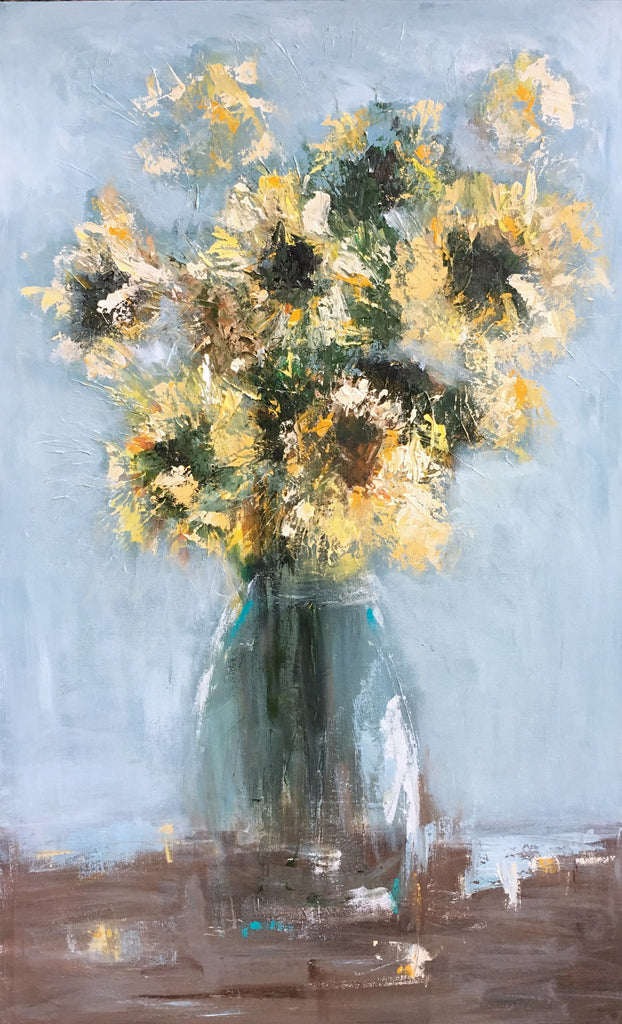 Sunflowers in a Glass Vase painting Emma Bell - Christenberry Collection