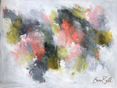 Gray, Orange, and Gold painting Emma Bell - Christenberry Collection