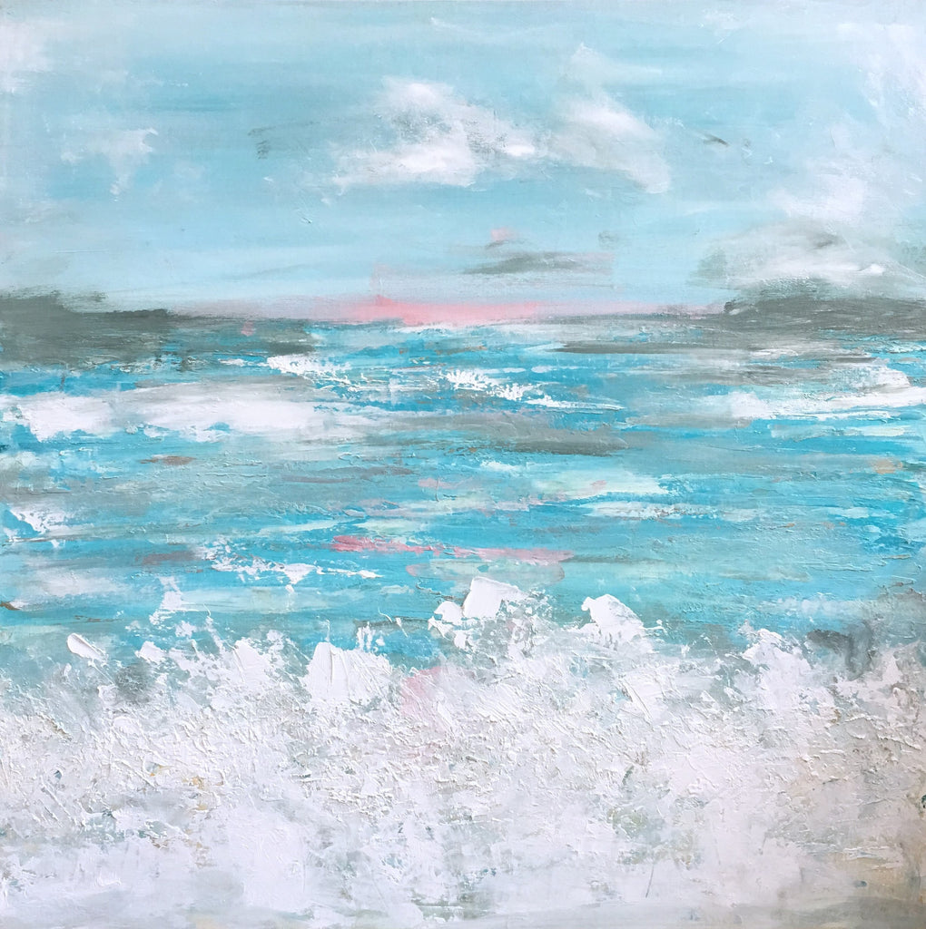 Aqua Seascape painting Emma Bell - Christenberry Collection