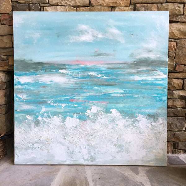 Aqua Seascape painting Emma Bell - Christenberry Collection