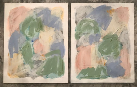 Naive Hues I and II painting Ashley Williams - Christenberry Collection