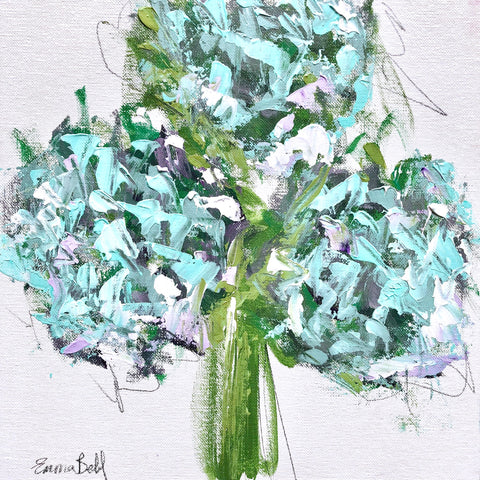 Aqua hydrangeas I painting Emma Bell - Christenberry Collection