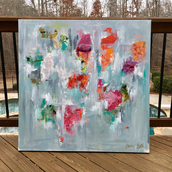 Bright Floral Abstract painting Emma Bell - Christenberry Collection