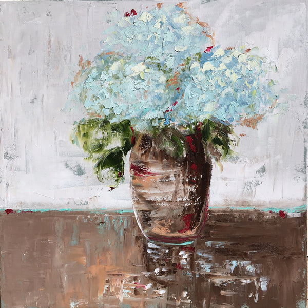 Delicate Blue Hydrangeas painting Emma Bell - Christenberry Collection