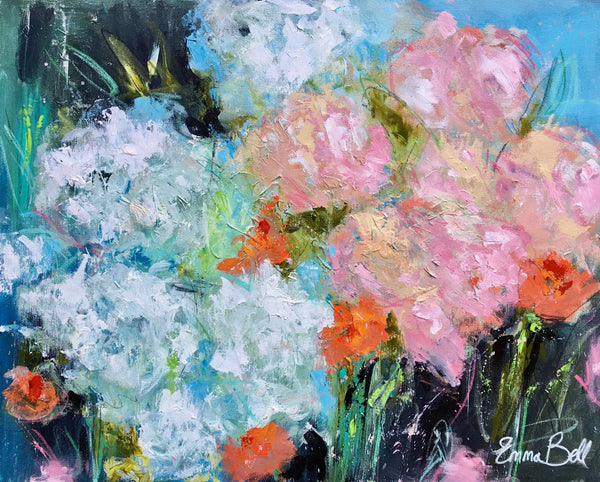 Peonies and Hydrangeas painting Emma Bell - Christenberry Collection