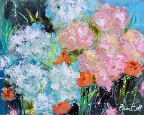 Peonies and Hydrangeas painting Emma Bell - Christenberry Collection