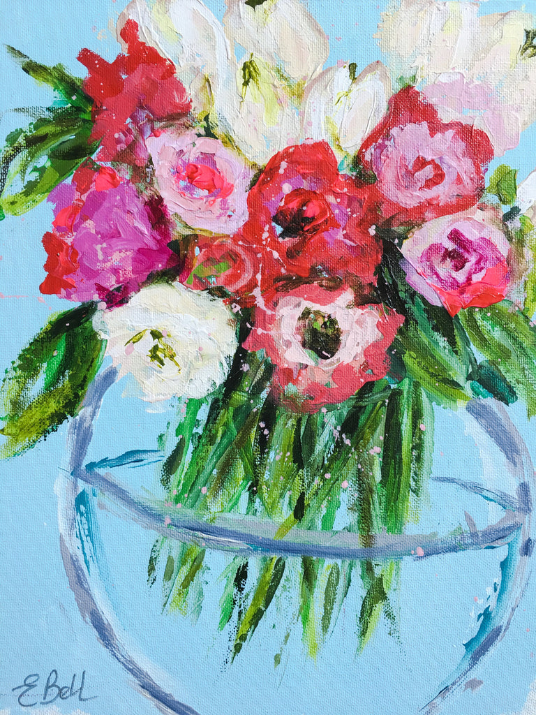 Mini Poppies and Tulips painting Emma Bell - Christenberry Collection
