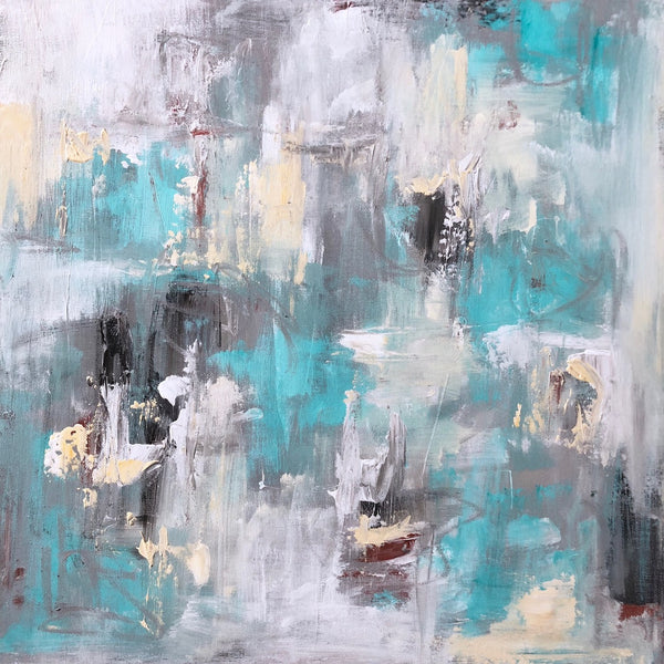 Aqua Abstract painting Emma Bell - Christenberry Collection