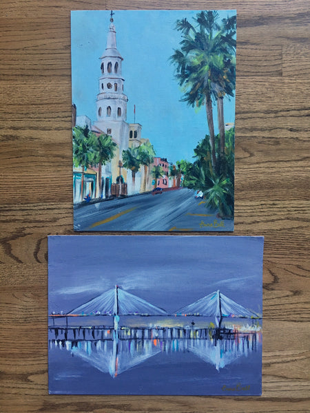 Ravenel Bridge, Charleston painting Emma Bell - Christenberry Collection