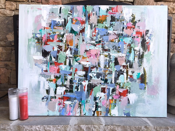 Muted Mint Intuition painting Emma Bell - Christenberry Collection