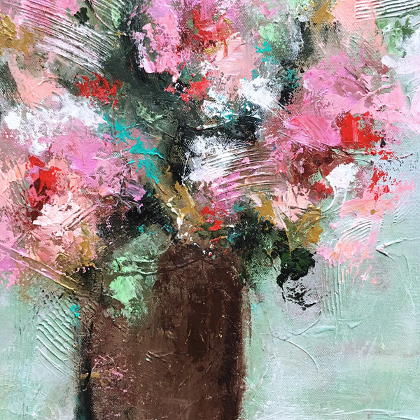 Pink Flowers painting Emma Bell - Christenberry Collection