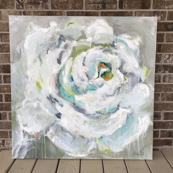 One White Rose painting Emma Bell - Christenberry Collection