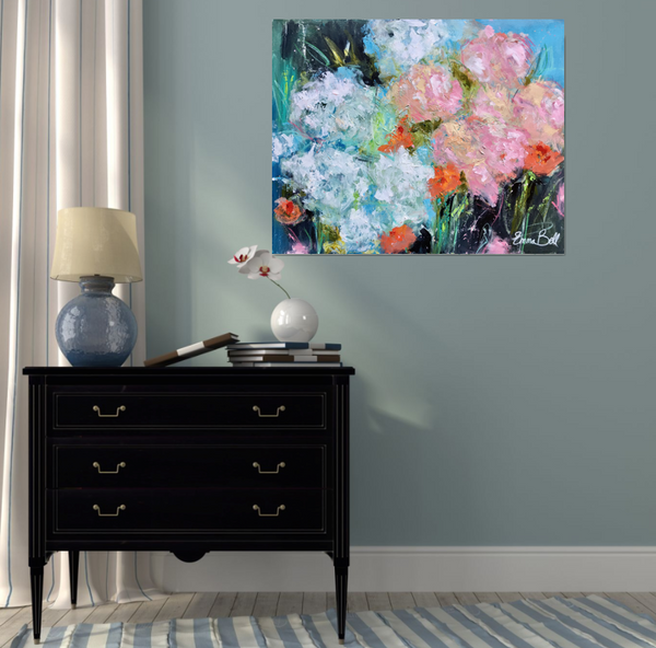 Peonies and Hydrangeas painting Emma Bell - Christenberry Collection