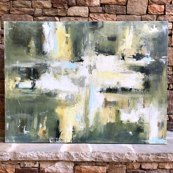 Green Gold Illusion painting Emma Bell - Christenberry Collection