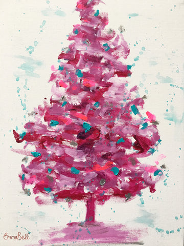 Pink Christmas Tree painting Emma Bell - Christenberry Collection
