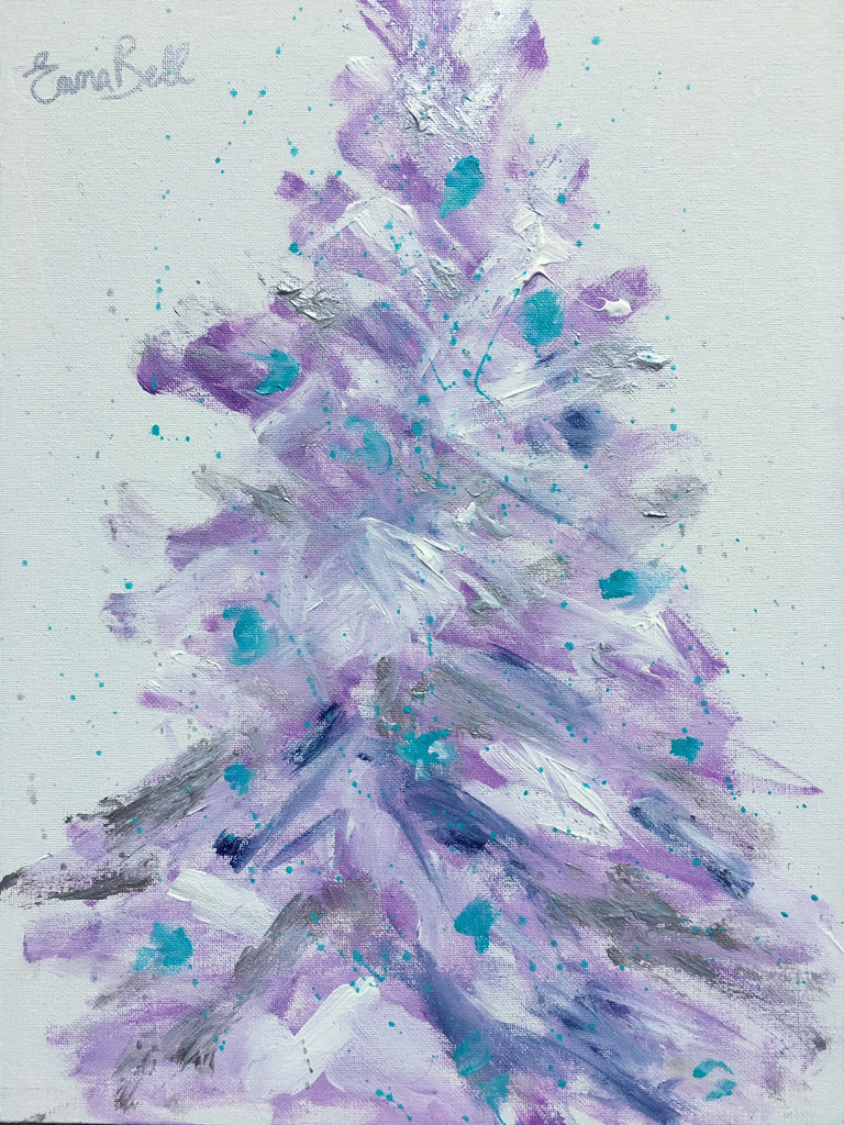 Purple and Blue Christmas Tree painting Emma Bell - Christenberry Collection