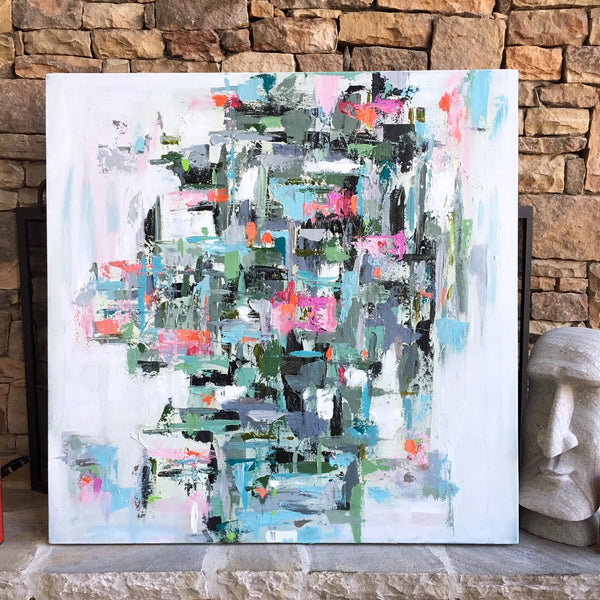 Blue Gray Garden Haze painting Emma Bell - Christenberry Collection